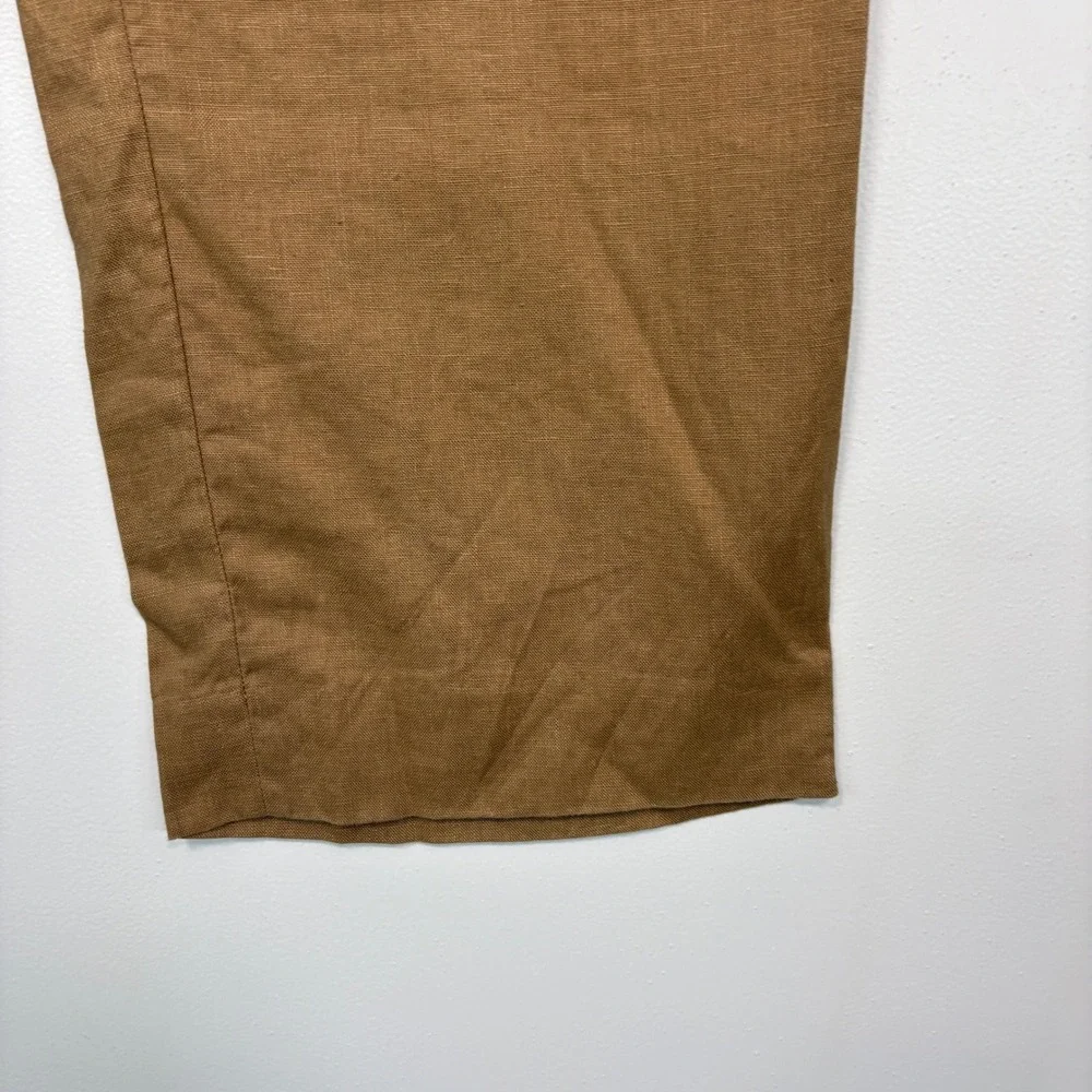 Banana Republic Womens Pleated Linen Pants 10L Tan High Rise Wide Leg 813840-00